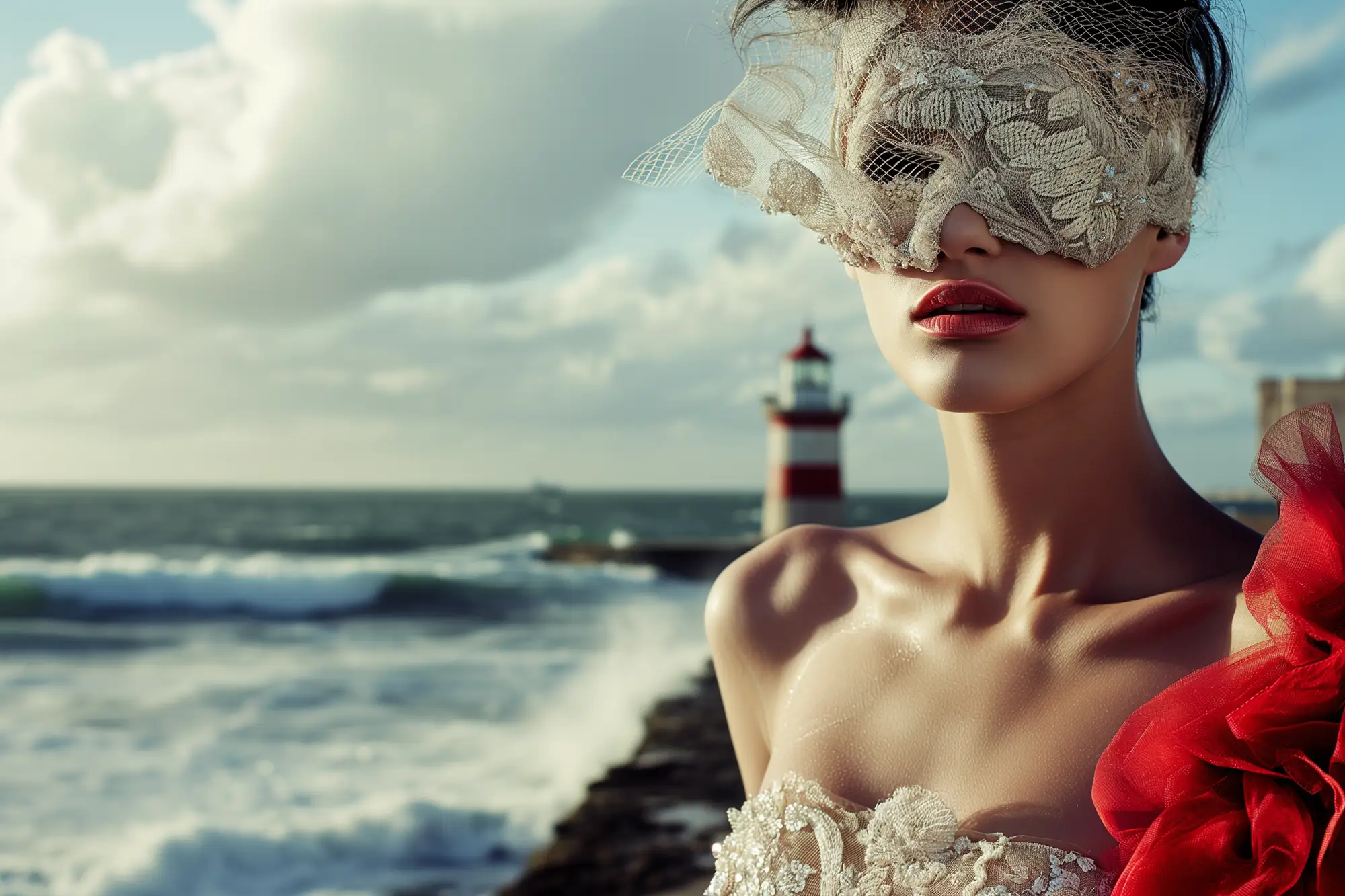 Femme dans une robe fashion extravagante © APREALMEDIA