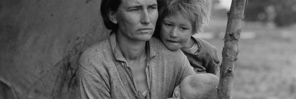 Florence Owens Thompson, Migrant mother, photographiée par Dorothea Lange, Nipomo, Californie, 1936.