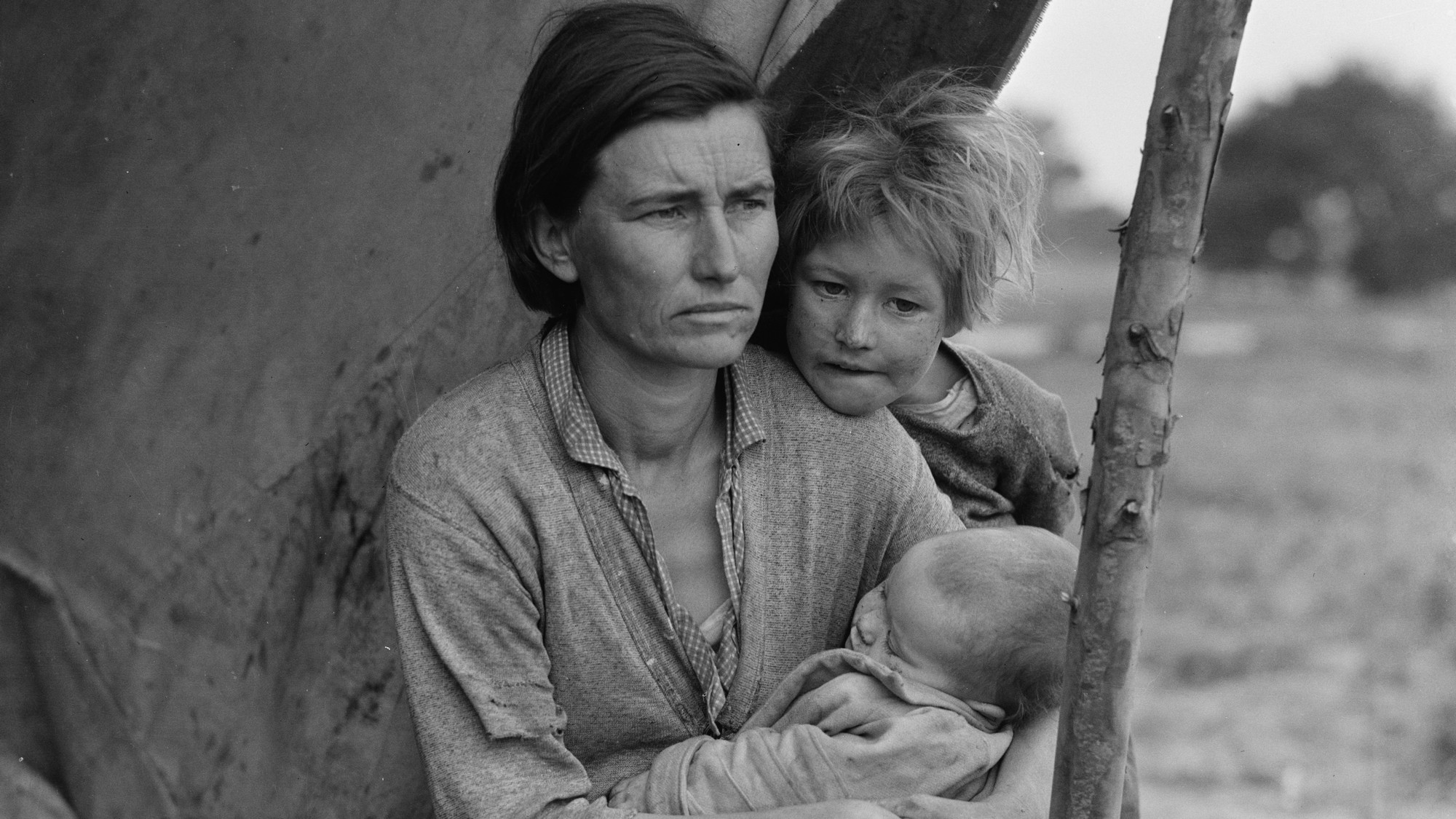 Florence Owens Thompson, Migrant mother, photographiée par Dorothea Lange, Nipomo, Californie, 1936.